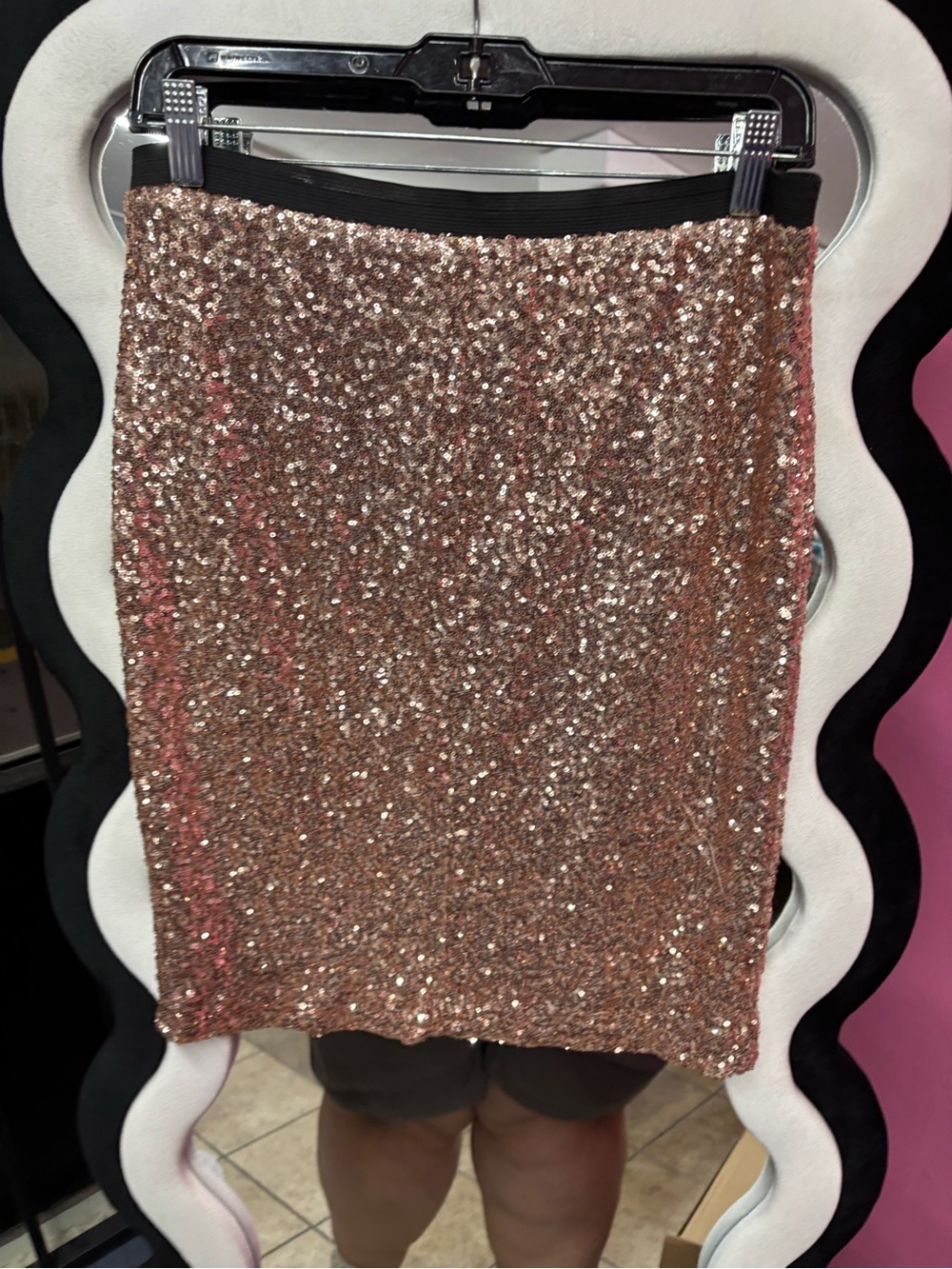 WD.NY Rose Gold Sequin Pencil Skirt